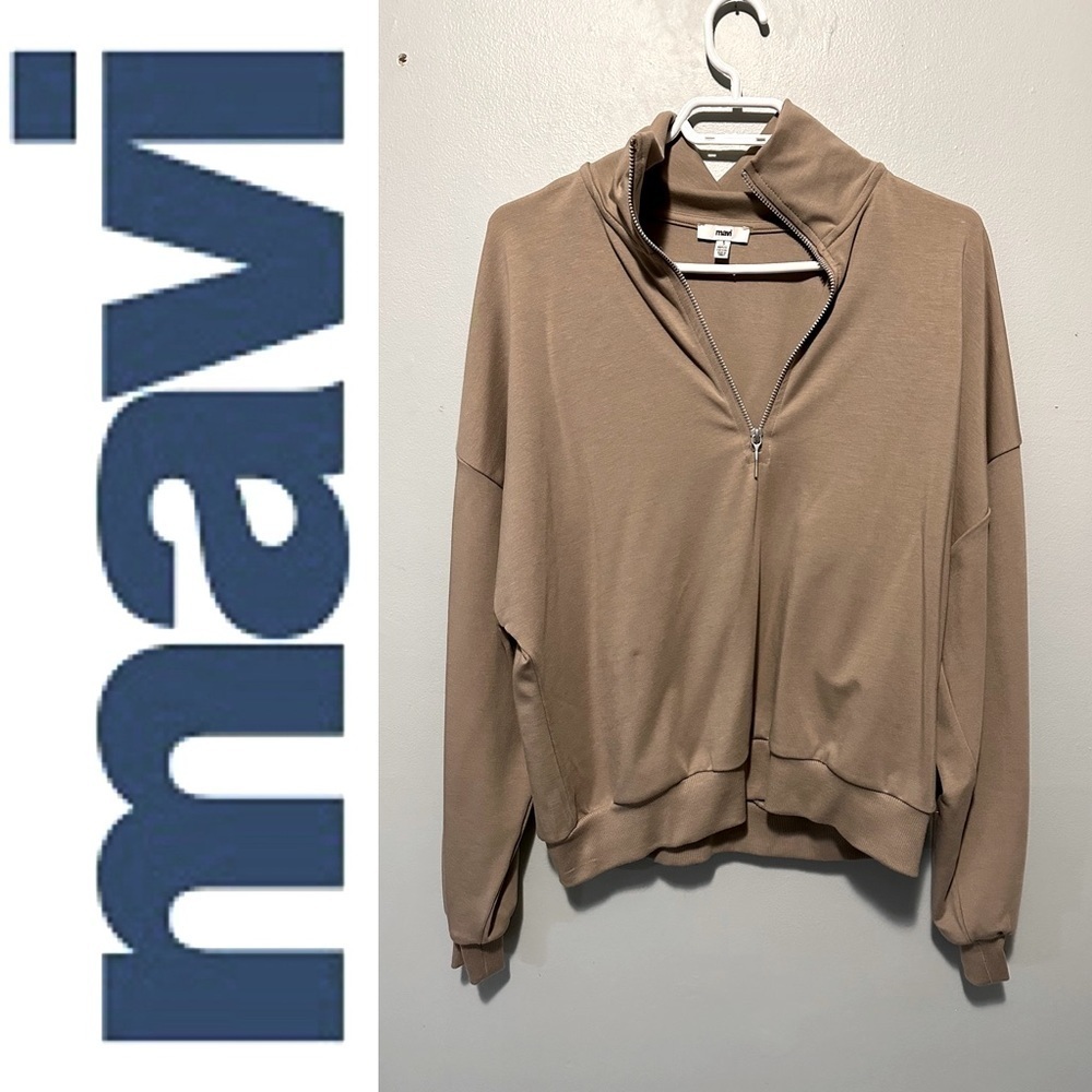 Mavi quarter zip sweatshirt crew neck tan size small